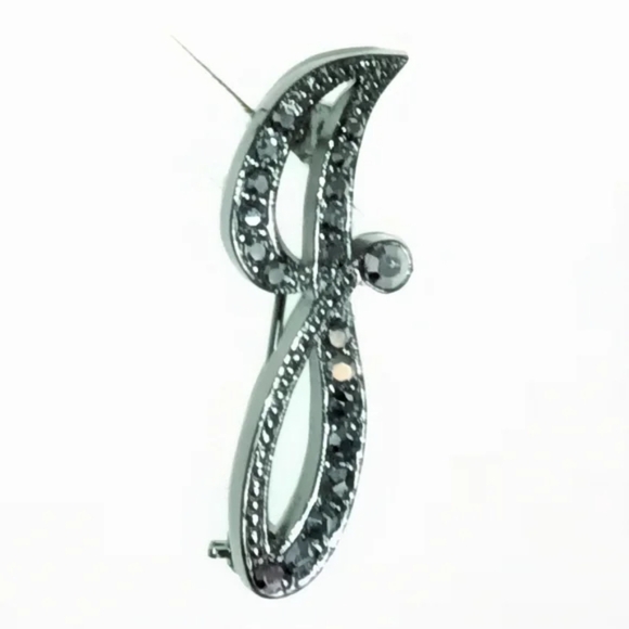 Vintage Liz Claiborne Villager Initial "J" crystal brooch - Picture 4 of 6